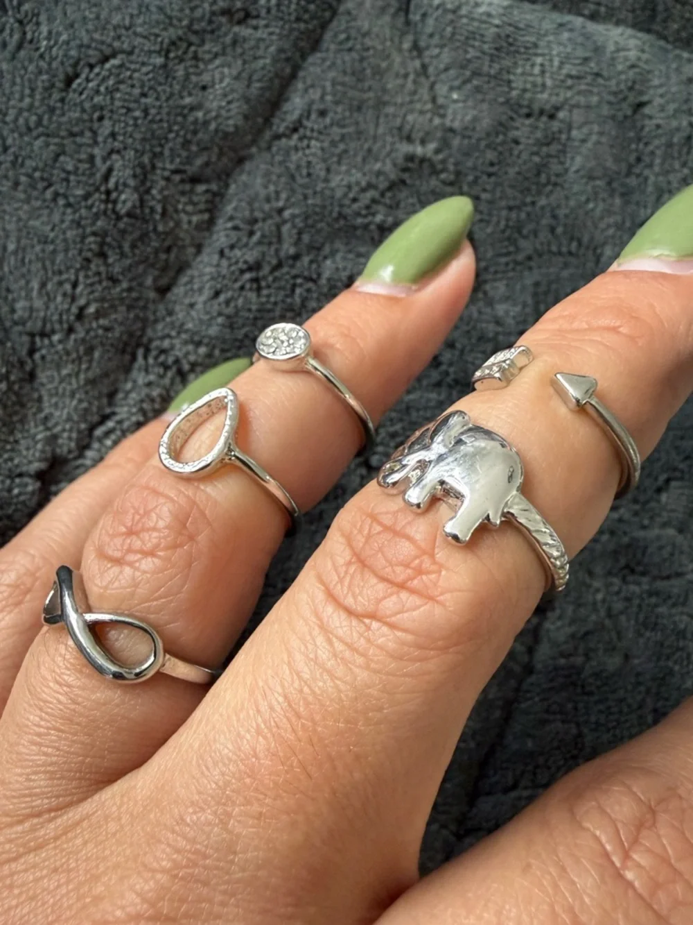 Silver Tone Stackable Ring Set - Picture 9 of 10